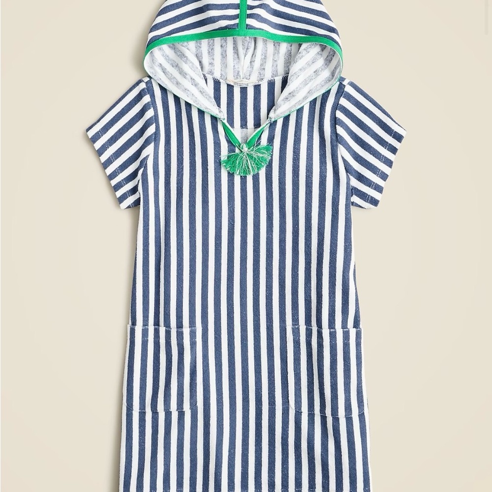 Striped hooded terry cloth tunic swimsuit coverup size 12 kids